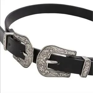Vintage Boho Leather double belt buckle New Andongnywell Women Vintage Boho Belt Double Buckle Retro  main image 4